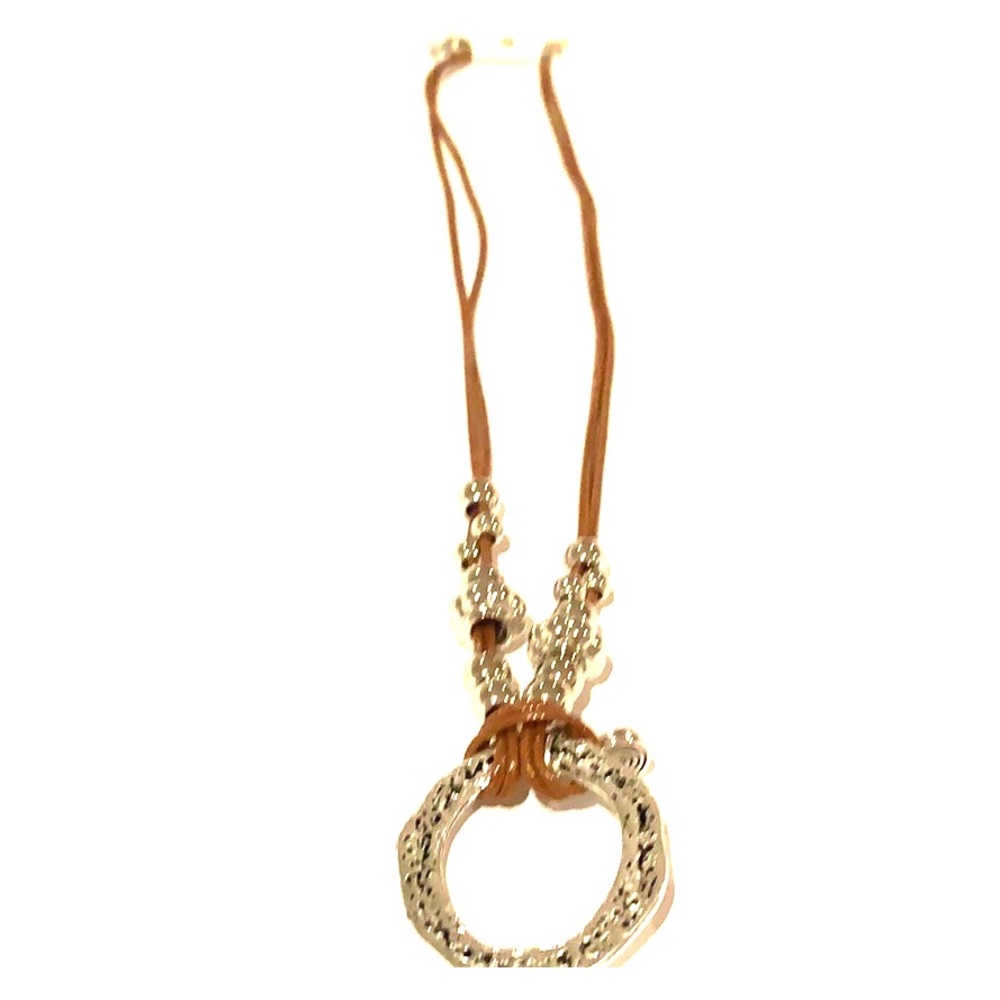 Silver beaded medallion necklace